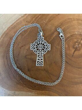 RETIRED James Avery Celtic Cross Necklace, Sterling Silver